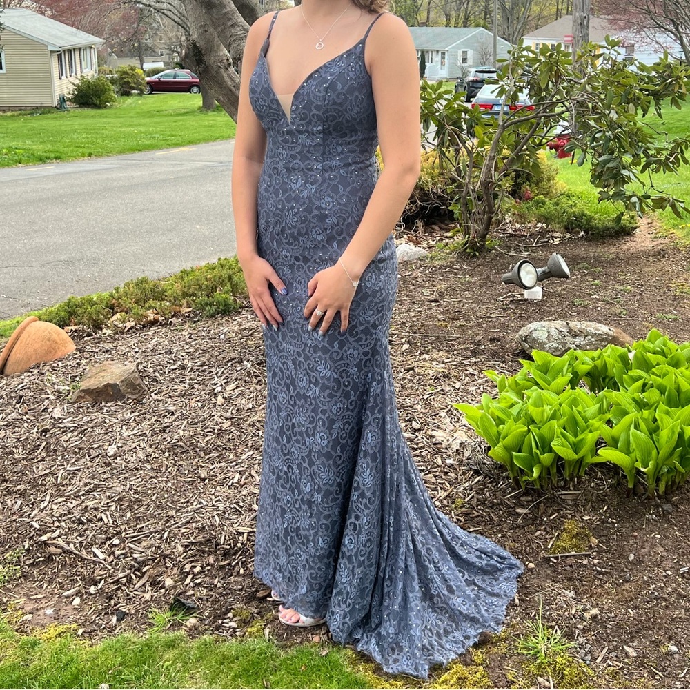 Elegant Grey Lace Dress